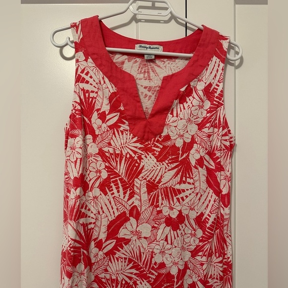 Tommy Bahama Pink White Floral Cotton Dress Size Medium - Picture 3 of 7